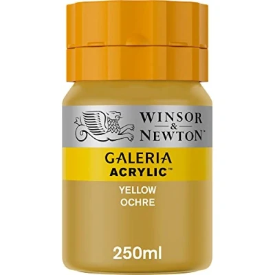Image of Winsor &amp; Newton Series 1 250ml Bottle Galeria Acrylic Colour with Nozzle Cap Yellow Ochre