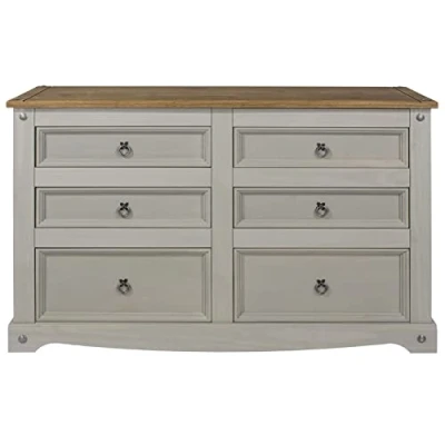 Image of Netfurniture Coson Grey Pine 3+3 Wide Chest Of Drawers