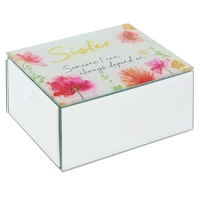 Image of Shudehill Giftware East West Design Embrace Floral Jewellery Box Storage Mum, Sister, Daughter, Grandaughter or Special Friend Meaningful Messages Gift Ideas (Sister)