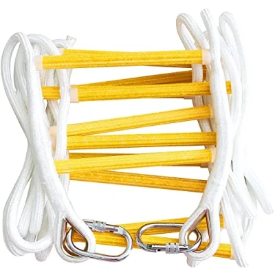 Image of Fire Escape Rope Ladder 16 ft Emergency with Spring Hooks Multi purpose Evacuation