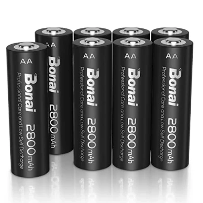 Image of BONAI ni mh AA Rechargeable Batteries 2800mAh 1200 Cycles High Capacity Battery Low Self Discharge [ x 8 ]