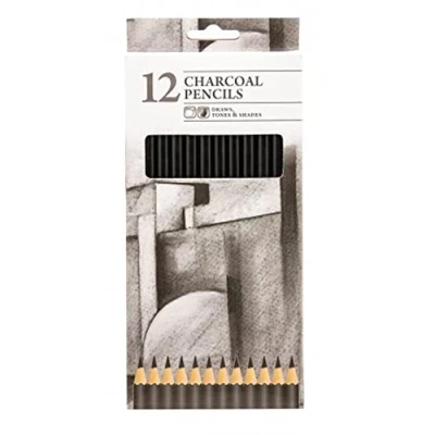 Image of Karrma Ltd. Pack Of 12 Charcoal Artist Sketching Pencils Draws Tones &amp; Shades Assorted Colours