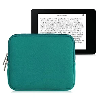 Image of kwmobile Neoprene e Reader Pouch Size 6,8 7&quot; eReader Universal eBook Sleeve Case with Zipper Petrol