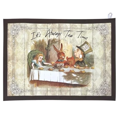 Image of The Leonardo Collection Tea Towel Alice&#039;s Adventures in Wonderland Party It&#039;s Always Time Design