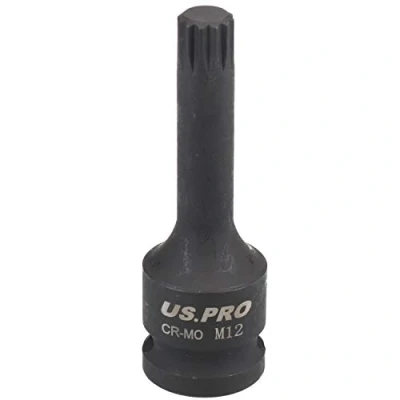 Image of M12 x 78mm Impacted Impact Extra Long Spline Bit 1/2&quot; Drive Male Socket