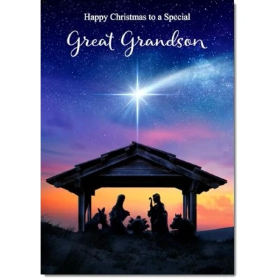 Image of doodlecards Great Grandson Christmas Card Nativity Scene Medium Size for with Plain Envelope