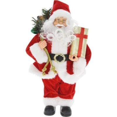 Image of Carousel Home Traditional Father Christmas Figure Standing Santa Claus Ornament Doll Figurine Decorations Indoor 30cm