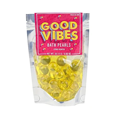 Image of Gift Republic Bath Pearls Good Vibes 20 Pack Citrus Scent Oil Beads Pampering Retro Spa Fun