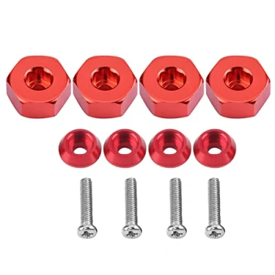 Image of RC Hex Hub Adapter, 4 Pcs Aluminium Alloy 5mm To 12mm Wheel Adapter Spare Part Compatible with WPL 1634 Truck (Red) Model Car Accessories
