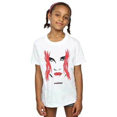 Image of Marvel Girls Black Widow Movie Close Up T Shirt White 3 4 Years