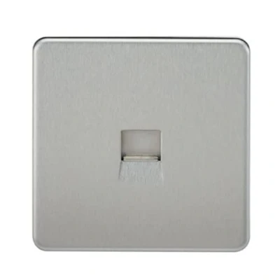 Image of KnightsBridge Screwless Brushed Chrome Telephone Extension Socket
