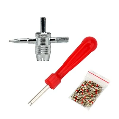 Image of SENZEAL Single Head Valve Removers Red with 4 in 1 Tyre Repair Tool and 20pcs Cores