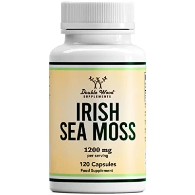 Image of Double Wood Irish Sea Moss Capsules 120 Supplements High Strength 1200mg per Serving Non GMO &amp; Gluten Free Manufactured in The UK.