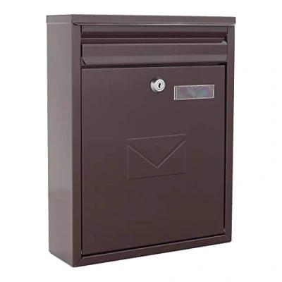 Image of Rottner Como letter box, brown, cylinder lock with 2 keys, WxHxD 250x320x85mm, mounting kit included, name plate