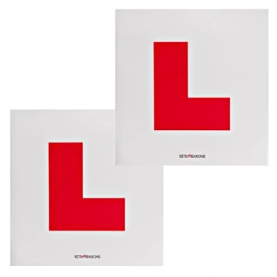Image of BITS4REASONS Professional Automotive Grade SELF Adhesive Removable at END of Life USE Vinyl with NO Damage to Paint Pair L Plates Stickers Same Material AS Used ON Our Driving School Cars