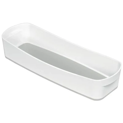 Image of Leitz MyBox Organiser Tray Long, Matt Finish, Waterproof Storage Box, BPA Free and Food Safe, White/Grey, 52581001