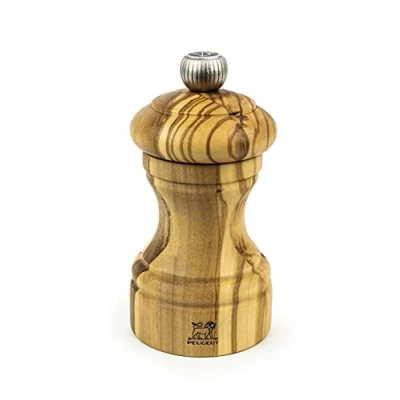 Image of PEUGEOT Bistro 10 cm Salt Mill Classic Grind System Olive Wood Lifetime Guaranteed Mechanism Made in France