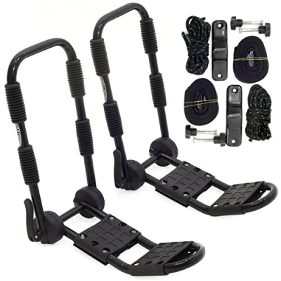 Image of Conwy Kayak Car Roof Rack Pair of J Bars Folding Adjustable for Canoe Carrier J1