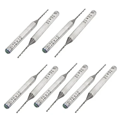 Image of uxcell 10pcs 0.7mm Tip Spiral Flute Tungsten Carbide Micro PCB Drill Bits