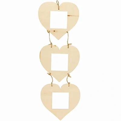 Image of Baker Ross Hearts Wooden Photo Frames Pack of 4 Sets, Wood Valentines Crafts for Children (FC424), Assorted