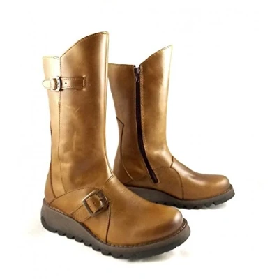 Image of Fly London Women&#039;s Mes 2 Buckle Boots, Camel, 8 UK