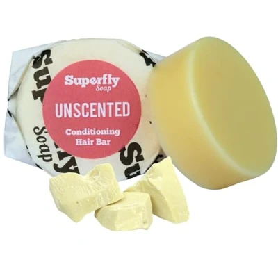 Image of Solid Hair Conditioner Bar by Superfly Soap. Fragrance Free and Naturally derived ingredients. Handmade, Vegan friendly &amp; Plastic free.