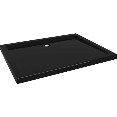 Image of vidaXL Rectangular ABS Shower Base Tray Black Durable, Reinforced Fiberglass, Easy Entry and Exit with Low Threshold, Scratch Stain Resistant (197 Characters)