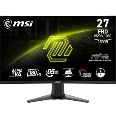 Image of MSI MAG 27C6F 27 Inch FHD Curved Gaming Monitor 1500R 1920 x 1080 Rapid VA Panel, 180 Hz / 0.5ms (GtG, Min.), Adaptive Sync DP 1.2a, HDMI CEC