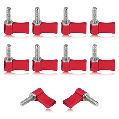 Image of SPEEDWOX 10 Pcs Male Threading Rotating Knob, M5 17mm Adjustable Thumb Lever Screw，Rotating Knob with Single Wing, Red Aluminum Alloy