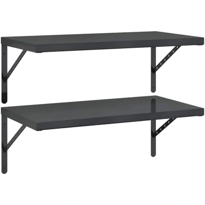 Image of vidaXL Wall Shelves 2 pcs 75x40 cm Black Stainless Steel