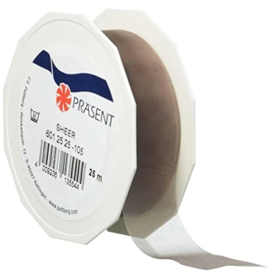 Image of C.E. Pattberg Sheer Organza Ribbon Taupe, 27 Yards Gift Wrap Ribbon, 1 inch Width, Accessories for Decoration &amp; Handicrafts, Presents, Every Occasion