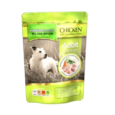 Image of Natures Menu Dog Adult Pouch Chicken With Veg &amp; Rice 300g (Pack of 8)