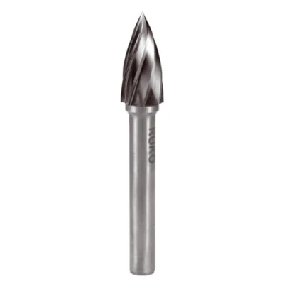 Image of RUKO Tungsten Carbide Rotary Burr with Aluminium Teething, G Tree (SPG) Shape, Bright Finish, 6.0 mm Diameter, 58 Length, R116025A