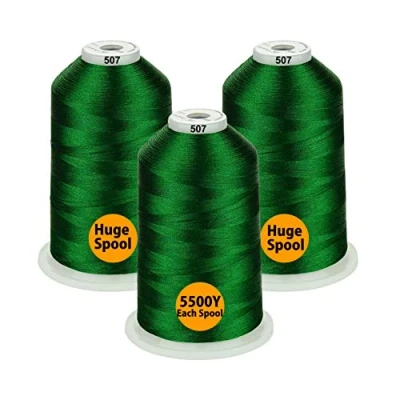 Image of Simthread All Purpose Polyester Embroidery Machine Thread Huge Spool 5000M 5500Y for Sewing Machines 3 Green
