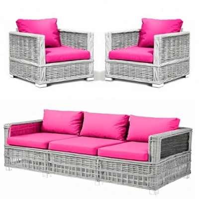Image of Kosiproducts Replacement Rattan Cushion Seat Cushions Garden Patio Furniture [Pink, 5 Seats + Cushions] Furntiure Not Included