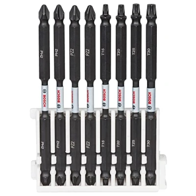 Image of Bosch Accessories 8pcs. Double Screwdriver Bit Set (Impact Control, T/PZ/PH Bits, Length 110mm, Pick and Click, Accessory Impact Drill)