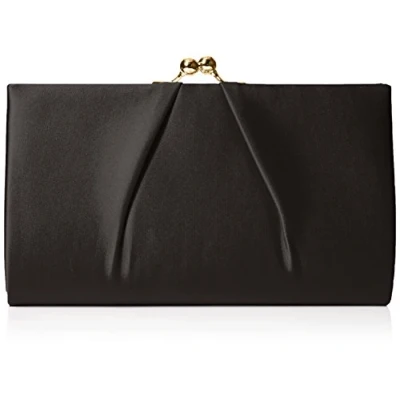 Image of Swanky Swans Womens Mira Satin Classic Frame Bag Clutch Black (Black) ,5.1x12x20.8 cm (W x H L)