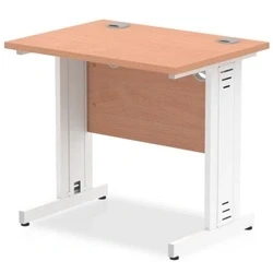 Image of Impulse 800 x 600mm Straight Desk Beech Top White Cable Managed Leg