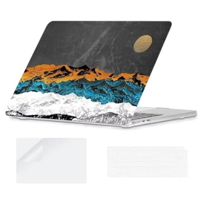 Image of YOPAS Case Compatible with MacBook Air 13.6 inch 2024 2022 Release A3113 A2681, Plastic Pattern M2 M3 13 Keyboard Cover&amp;Screen Protector, Landscape