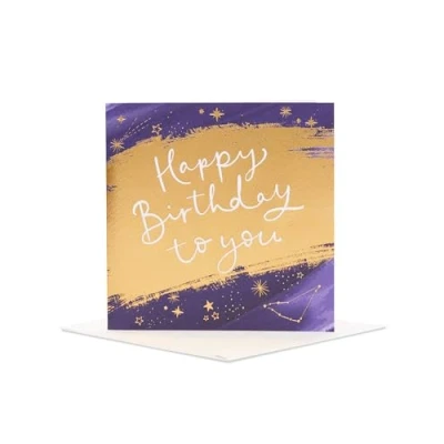 Image of UK Greetings Birthday Card for Him/Her/Friend Starry Gold Foil Design From The Camden Collection