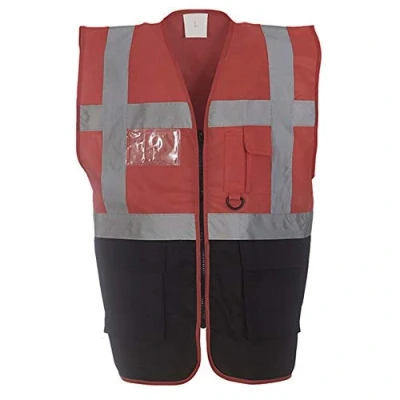 Image of Yoko Hi Vis Premium Executive/Manager Waistcoat / Jacket (S) (Red/Black)