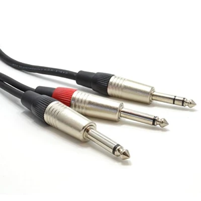Image of 3m Guitar Amp Stereo Audio 6.35mm 1/4&quot; TRS Jack to Mono 2 x Cable
