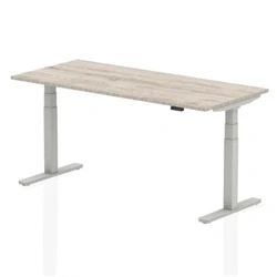 Image of Air 1800 x 800mm Height Adjustable Desk Grey Oak Top Silver Leg