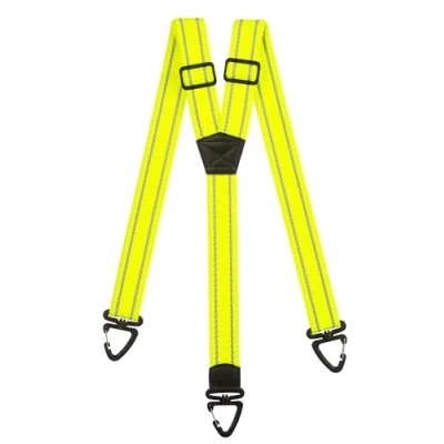 Image of Olata Men’s Hi Vis Reflective Braces/Suspenders with Extra Wide Straps and Plastic Carabiner Clips 4cm, Y Shape, Yellow