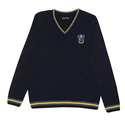 Image of Harry Potter Ravenclaw House Knitted Jumper, Adults, XS 5XL, Navy, Official Merchandise