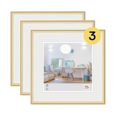 Image of walther design New Lifestyle Picture Frames, Pack of 3, Gold, 20 x cm
