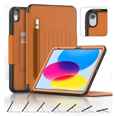 Image of DAORANGE Case for iPad 10th Generation 2022 10.9 Inch, Shockproof Magnetic Smart Cover with Pencil Holder, Multi Angle Stand, Auto Sleep/Wake, 10 Inch (Brown)