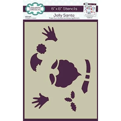 Image of Creative Expressions Companion Colouring Stencil Jolly Santa, Mylar, 6 x 8 in