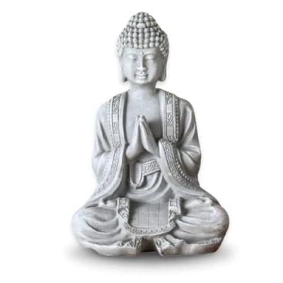 Image of Zen Light SBM2 Stone Buddha Figurine Meditation 2 Grey 10 X 5 12.5 Cm