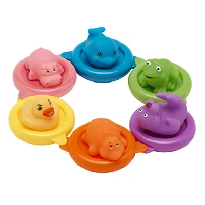 Image of Vital Baby Splash Bath Toys, Colorful Floating Rings &amp; Animal Squirters For Imaginative Play, Develop Hand Eye Coordination, Counting Skills Early Learning, BPA, Latex Phthalate Free, 12pcs